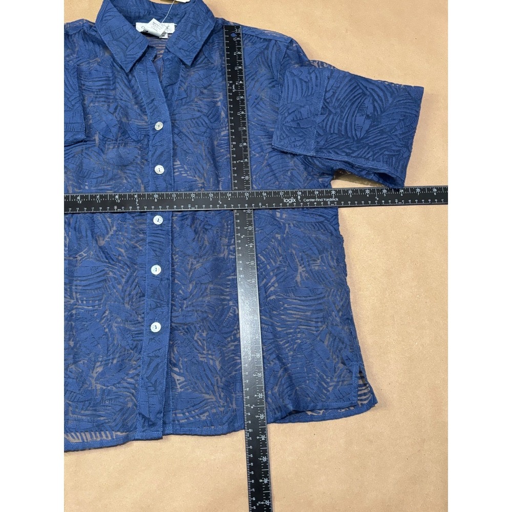 Coldwater Creek Blue Batik Burnout Shirt Women Size M - Picture 5 of 5